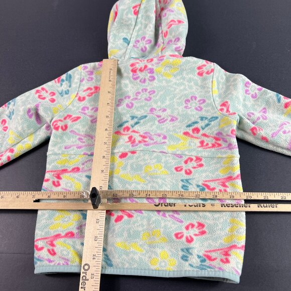 The North Face Sweatshirt Kids Girls 4 Green Floral Faded Fleece Full Zip Hoodie - Picture 12 of 15